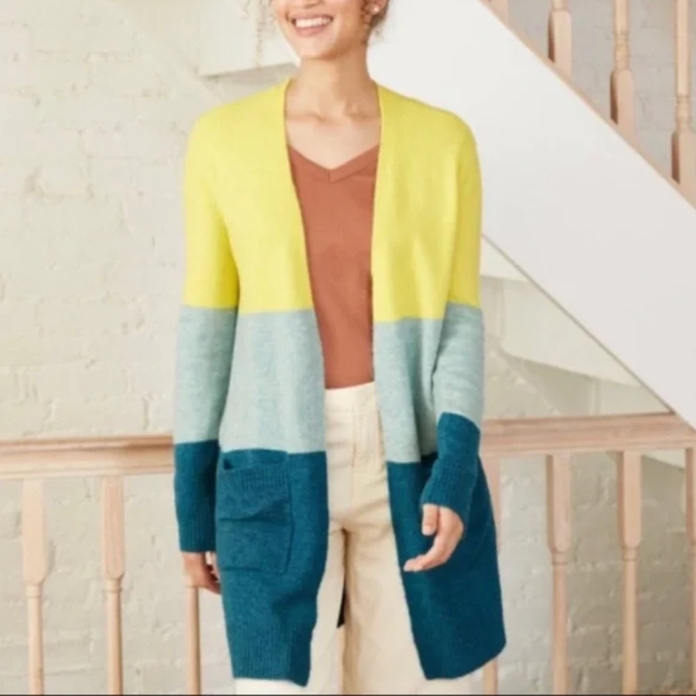 A New Day Yellow and Blue Cardigan Sweater